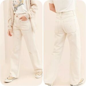 Free People Go Easy Denim Distressed Bootleg Jean Size 25